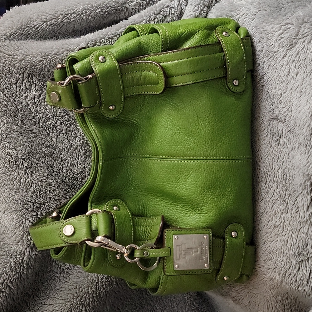 Tignanello Green Leather Shoulder  Bag